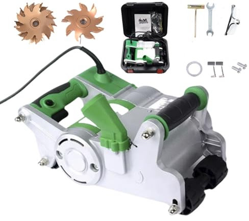 Rozadora de pared de 1100 W, máquina ranuradora de línea de pared, profundidad de ranura ajustable, cortadora y entalladora de hormigón, máquina cortadora de ranuras for pared de piso, juego de herram