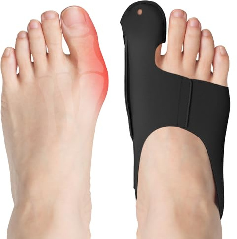 flintronic hallux valgus korrigering, 1 par tåspridare hallux valgus korrigeringsset, hallux valgus bandage för män och kvinnor, mjuk och andningsaktiv för dag och natt (svart, M)