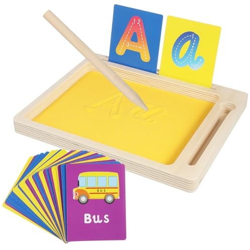 FUNOMOCYA Bandeja de Escritura de Arena Montessori de Madera para Didáctico para Formación de Letras Desarrollo Motricidad y Creatividad Aula Preescolar