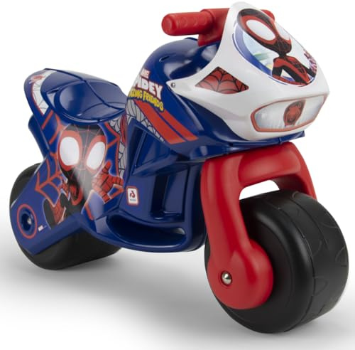 INJUSA - Moto Primi Passi Twin Dessert Spidey, per Bambini da 18-36 Mesi, con Decorazione Permanente, Ruote Larghe in Plastica e Maniglia per Il Trasporto, Colore Blu e Rosso