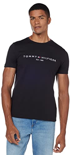 Tommy Hilfiger Herren T-Shirt Kurzarm Core Tommy Logo Rundhalsausschnitt, Schwarz (Jet Black), 3XL