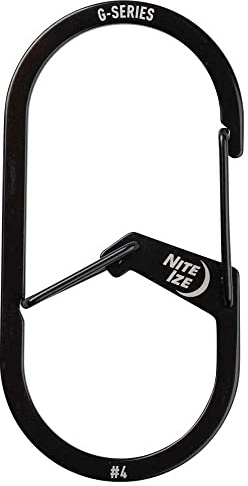 Nite IZE GS4-01-R6 G-Series Dual Chamber Carabiner #4, Dual Security Carabiner Keychain, Black