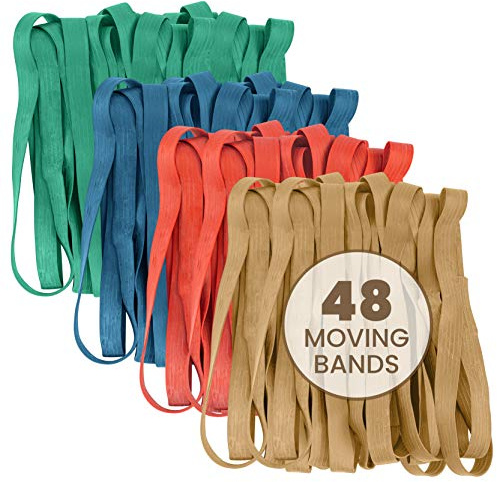 Kitchentoolz - Confezione da 48 Nastri Elastici Colorati in Gomma per Mobili, Misura 63,5 cm, 76,2 cm, 91,4 cm e 106,7 cm, 48 Fasce Mobili Totali