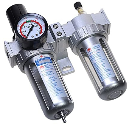Conexiones de tuberías Air Compressor Aceite Lubricante Humedad Regulador de Filtro de Agua con Monte S-F-C 1/4 1/2 3/8 0-1MPA 0-150 Psi Conexión de gas (especificación: 3/8)