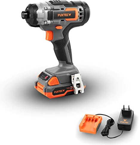 Fuxtec Trapano Avvitatore a impulsi a Batteria 20V Set FX-E1IS20 - con Batteria 2Ah e Caricatore 1A- Coppia di Serraggio 70Nm - Frequenza di Impatto 2400 BPM