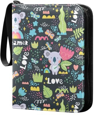 Koalas Sammelkartenalbum 4 Taschen Kartenordner 50 Seiten 400 Karten PU Reißverschluss Kartenbinder Aufbewahrungshalter für Sportspielkarte