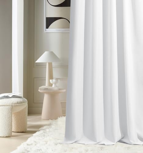 ROOM99 Aura - Cortinas para Ventanas con Cinta fruncidora (140 x 300 cm de Ancho x Alto, oscurecimiento, Cortina corredera, Moderna, para salón, Dormitorio, Color Blanco)