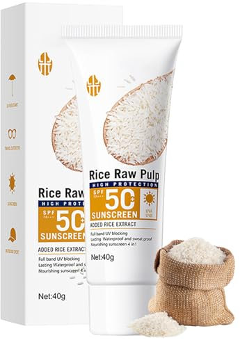 Reis Sonnenschutz SPF 50 - Sonnencreme Gesicht 50 - Reis Sonnenschutz für Gesicht Körper - UVA/UVB Schutz Sonnenmilch Gesicht Sonnencreme - Wasserfeste Feuchtigkeitspflege Sonnenschutzmittel Sunscreen