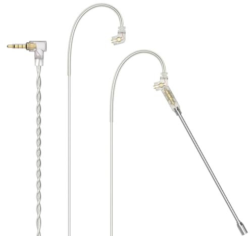 Cubilux 3.5mm 2-Pin 0.78mm IEM Cable with Microphone, Silver Plated OFC Wires Earphone Cable with Detachable Boom MIC for Wan'er S.G, ZS10 Pro, ZS10 Pro X, ZSN PRO, ZSX in-Ear Monitor, 4 Feet