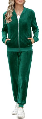 Irevial Tuta da Ginnastica Donna Casual Completo Sportiva Due Pezzi Giacca a Zip Tuta Pigiama Velluto Tempo Libero da Casa