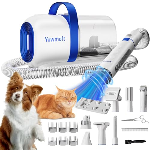 YOWMOFT Aspirapolvere per la toelettatura del cane e kit per la toelettatura del cane, aspirapolvere per la toelettatura del cane con capacità di 2 l, aspirapolvere per peli di cane max 11 kpa con 15