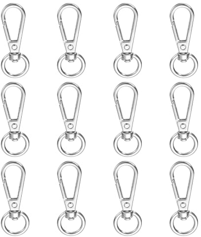 QUARKZMAN 1.8 Gancho Giratorio De Pinza De Langosta Para Llavero, 12 Piezas De Mosquetones Giratorios Para Cordones, Anillos De Llavero Para Accesorios De Manualidades DIY, Plata