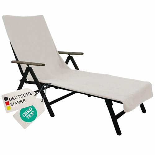 NYVI Frottee Schonbezug für Gartenliege NYVISpa 75x200 cm Weiß - Hygiene Liegestuhlauflage für Sonnenliegen Strandliegen - Handtuch Bezug - Oeko-TEX 100