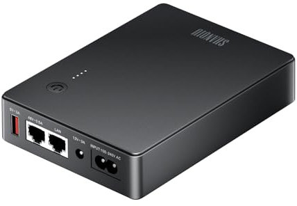 Shanqiu SAI Mini UPS con Gigabit PoE para WiFi, Router, Módem, Cámara de Vigilancia, Entrada AC Salida 5V USB 12V DC 48V PoE