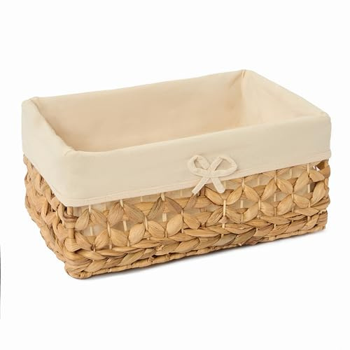 TONKING Extra large wicker storage baskets, handwoven shelf baskets no lid with removable cotton liner and metal frame, handwoven shelf basket storage trunk for closet bedroom livingroom