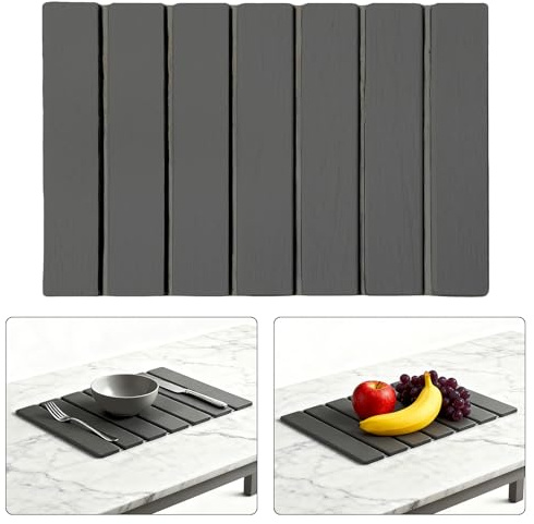 Quick Dry Stone Mat Kitchen, droppmatta med sten, 40 x 30 cm, droppmatta, köksmatta, vikbar droppmatta för sten (mörkgrå)
