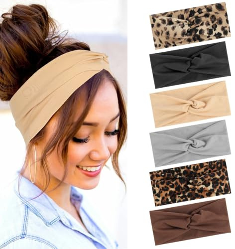 AOOSA 6 Pezzi Fasce Capelli Donna, Elastica Cerchietto Capelli Donna, Morbido Bandana accessori capelli, Bandana Extra Large Headband, Annodato Fasce per Yoga, Fitness & Skincare