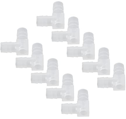 Aramox Hose Connector Assortment 10PCS 90 Degree Elbow Barbed Fittings, PE Plastic Hose Joiners for Air Water Lines, Durable L-Shaped Connectors for Pump Silicone Tubing in Lab (10mm)