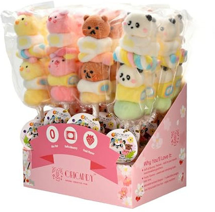ORICANDY Colorful Animal Marshmallow Skewers, 16 Count – Soft & Fluffy Candy Kabobs, Cute Party Favors for Kids, Birthday & Bachelorette Party Treats