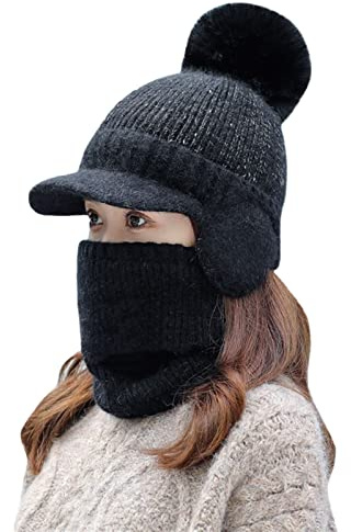 Generisk ny keps herr oliv halsduk, mössor, flockad, termisk, cykling, varm, vinterhalsduk, stickad mössa, vinterhalsduk platt mössa svart, svart, one size