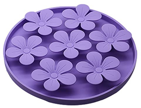 Tapis à lécher pour animaux de compagnie - Tapis à lécher à fleurs en silicone pour soulager l'anxiété du chien, tapis à lécher pour le bain, le toilettage et le dressage