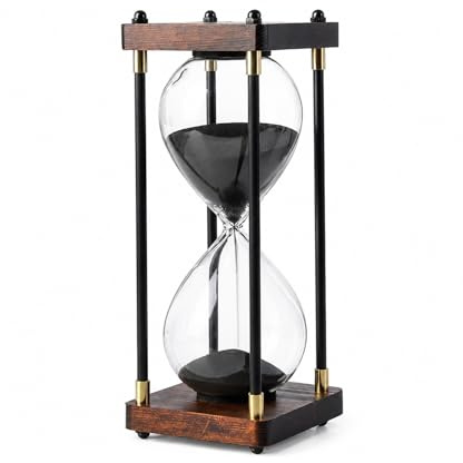 quiodok Clessidra grande 60 minuti, decorazione a clessidra vintage in legno, timer nero per casa, cucina, ufficio, regalo confezionato in una confezione regalo blu