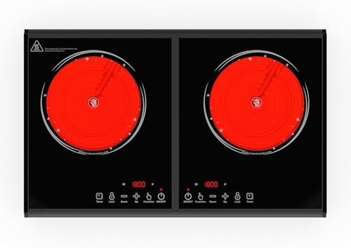 VBGK Electric Cooktop, 110V 3600w Stove top, 22 inch Countertop with 9 Power Levels, LED touch control Overheat Protection, Child Safety Lock & Timer, touch control 2 burer Electric cooktop