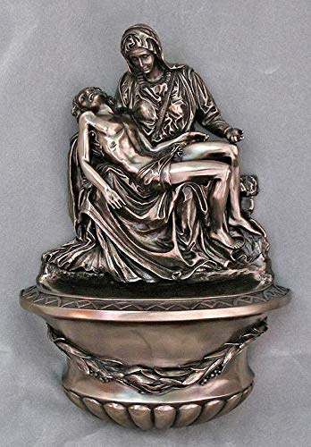 CatholicStore 10 Pieta Holy Water Font, Cold Cast Bronze Resin