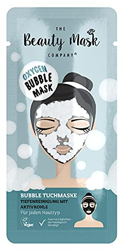 The Beauty Mask Company Oxygen Bubble Mask, 1 Sachet, Reinigungs-Tuchmaske mit Aktivkohle, Hautpflegeprodukt für jeden Hauttyp, vegane Tiefenreinigung