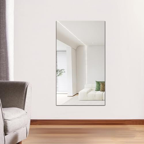 Jiayaus 60 x 40 adesivi da parete a specchio morbido e flessibile non in vetro fai da te autoadesivo autoadesivo in plastica impermeabile specchio corpo piastrelle per casa soggiorno camera da letto