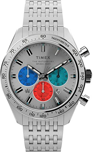 Timex Waterbury klocka på 41 mm för män – svart armband i rostfritt stål, svart urtavla, boett i rostfritt stål, TW2Y29100
