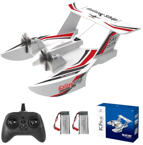 Teeggi RC Flugzeug KF603,2.4GHz Wasser-Land-Luft-Segelflugzeug,EPP ferngesteuertes Fliegen Modell Für Kinder Geschenke für Anfänger, Kinder, Erwachsene,2 Batterien(Rot)