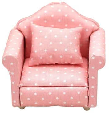 LATRAT Sofá para casa de muñecas, casa de muñecas, modelo de muebles en miniatura, tela con estampado floral, sofá con cojín, accesorios, diseño floral, juego de sofá con cojín para la espalda, rosa