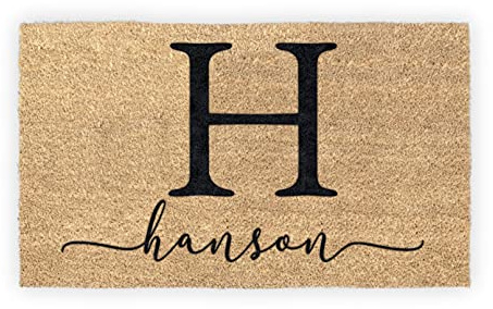 MRC Wood Products Personalized Monogram and Family Name Coir Coconut Husk Doormat - Available in Three Sizes (24x36)