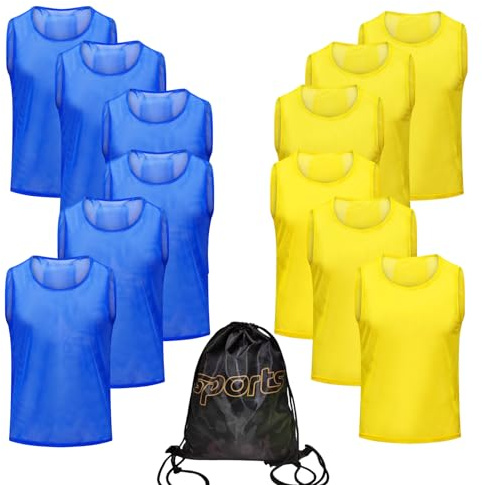 PULUOMASI 12/24/48PCS Pinnies Youth Team Pennies for Sports Kids and Scrimmage Vests for Soccer Basketball Jersey Practice