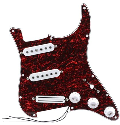 RuiJOTWAT Förtrådbundna pickguard laddade moderna ton trippel enkel spole pickups för elgitarrer med 11 monteringshål, 3-lagers pickguard trådbundna SSS-pickups ledningssele, helt svart