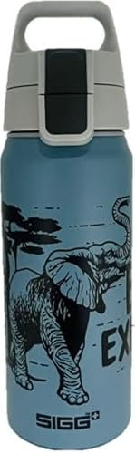 SIGG - Alu Trinkflasche Kinder - WMB ONE Brave Elefant - Für Kohlensäurehaltige Getränke Geeignet - Auslaufsicher - Federleicht - BPA-frei - Klimaneutral Zertifiziert - Sport & Schule - Blau - 0,6L