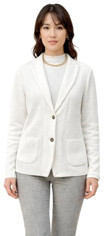 Blazer in Cotone, Giacca Jacket da Donna -Manica Lunga con Due Bottoni - Artigianale, Made in Italy - Casual, Classica Sportiva (IT, Testo, XS, Regular, Regular, Naturale)