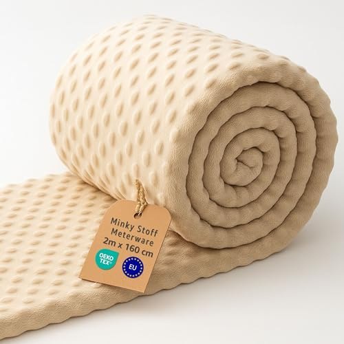 Minkytyg metervara 2 M - Mjukt tyg för kreativ sömnad hantverk dekoration Perfekt för kläder filtar kuddar accessoarer och DIY syprojekt Oeko-Tex Ljusbeige