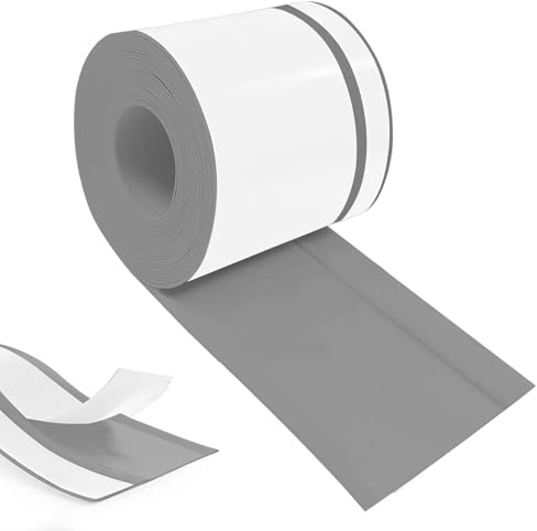 Hengrongshen Golvlist, självhäftande, PVC mjuk sockellist 90 mm x 20 mm x 24 m, flexibla lister, självhäftande, lämplig för kontor, arbetsrum, kök, badrum (grå)