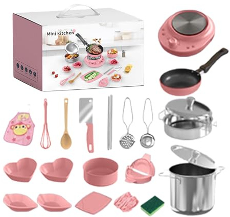 Ahuuen Juegos de Cocina Infantil | Juego De Utensilios De Cocina para Niños,Juego de Electrodomésticos Educativo Interactivo Realista y Seguro para Uso en Hogar Aula e Interior por Niños y Niñas