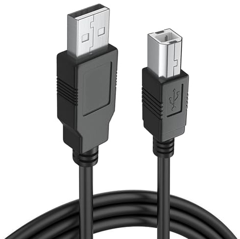 2M Usb Printer Cable,USB 2.0 Type A to Type B,Works with HP/Dell/Epson/Canon/Lexmark/Xerox/Samsung/Western Digital/Buffalo/Transcend/WD/Seagate/Clickfree/LaCie- USB A Male to B Male Lead (Black)