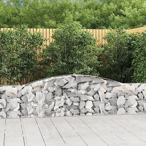 Fioriera per esterni, gabbioni con arco alto, 3 pezzi, 400 x 30 x 60/80 cm, ferro zincato, aiuole rialzate per giardino, terrazza, balcone