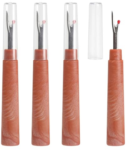 JYYWTSI Set de 4 Descosedores Profesionales, Descosedor de Costura Seam Ripper con Cuchilla de Acero Inoxidable, Mango de Plástico con Tapa de Seguridad, Accesorios de Costura para Descosedura Precisa