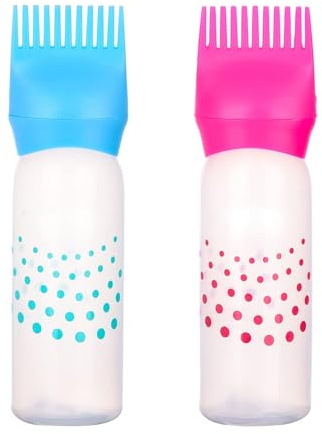 YIERM 2pcs Applicator Bottle Hair Dye Brush Bottle 120ml Root Comb Applicator Bottles Hair Colouring Dispenser Tools Oil Comb Applicators for Home