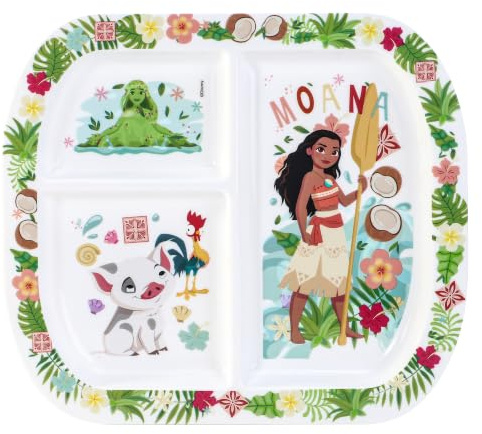 Moana 3 Section Reusable Childrens Kids Toddlers Divided Breakfast Lunch Dinner Plate