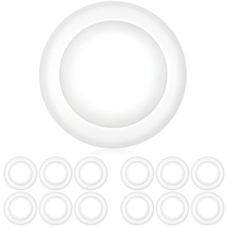 PARMIDA (12 Pack) 5/6 Inch Dimmable LED Disk Light Surface Flush Mount 15W, UL Listed, Recessed Retrofit Ceiling Disc Lights, Energy Star, Installs into Junction Box Or Recessed Can,1050lm - 3000K