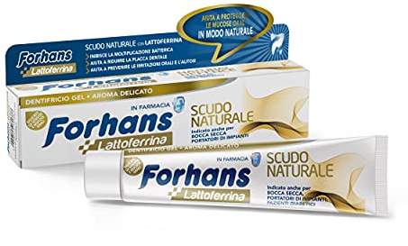 Forhans, Dentifricio Gel Scudo Naturale, con Lattoferrina, Azione Antibatterica per il Cavo Orale, Protezione Naturale, 75 ml
