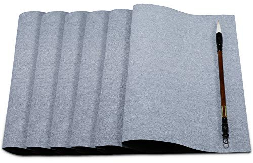 Dianelhall 6 Pieces Water Drawing Writing Cloth Reusable Water Paper Chinese Calligraphy Mat for Students Chinese Calligraphy Practice, 17 x 13 Inches/ 43 x 33 cm