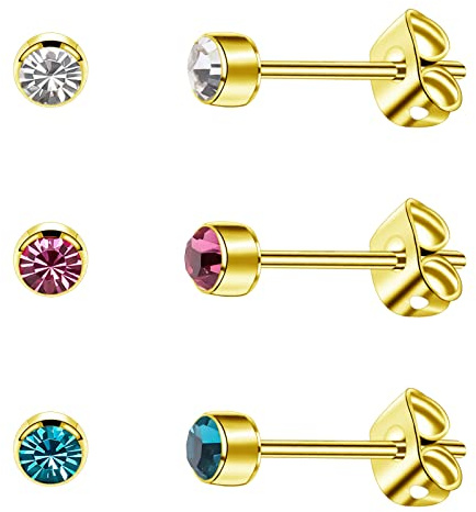 Damer örhängen titan flickor örhängen allergivänliga kristall män örhängen 4 mm/5 mm silver/svart/roséguld/guldpläterade örhängen